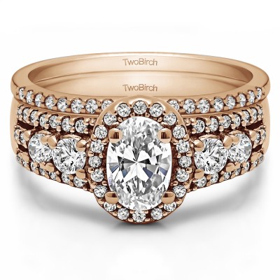 Oval Halo Engagement Ring Bridal Set (2 Rings) (1.83 Ct. Twt.)