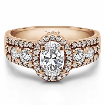 1.73 Ct. Oval Halo Engagement Ring in Rose Gold