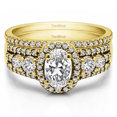Oval Halo Engagement Ring Bridal Set (2 Rings) (1.83 Ct. Twt.)