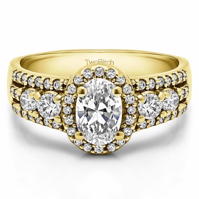 1.73 Ct. Oval Halo Engagement Ring in Yellow Gold