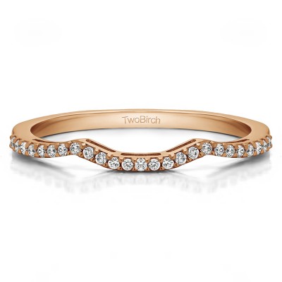 0.125 Carat Scalled Edge Matching Wedding Ring for Halo Engagement Ring