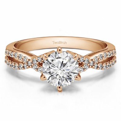 1.21 Ct. Round Engagement Ring with Infinity Shank in Rose Gold