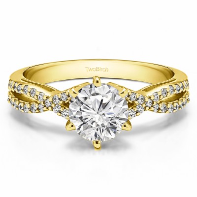 1.21 Ct. Round Engagement Ring with Infinity Shank in Yellow Gold