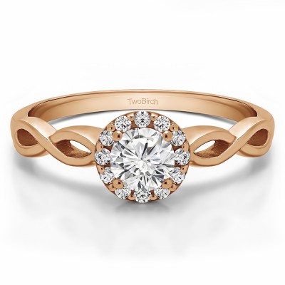 0.62 Ct. Halo Engagement Ring with Infinity Shank in Rose Gold