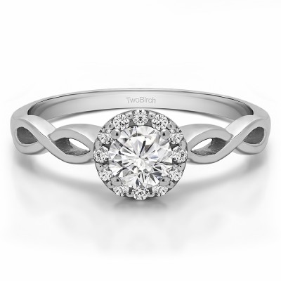 0.62 Ct. Halo Engagement Ring with Infinity Shank