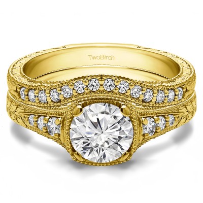 Round Vintage Engagement Ring Bridal Set (2 Rings) (2.38 Ct. Twt.)