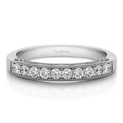 0.7 Carat Vintage Filligree Matching Wedding Ring