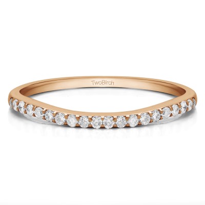 0.21 Carat Low Profile Curved Matching Wedding Ring