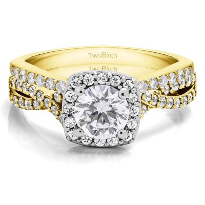 Round Twisted Shank Halo Engagement Ring Bridal Set (2 Rings) (1.69 Ct. Twt.)