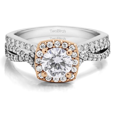 Round Twisted Shank Halo Engagement Ring Bridal Set (2 Rings) (1.69 Ct. Twt.)