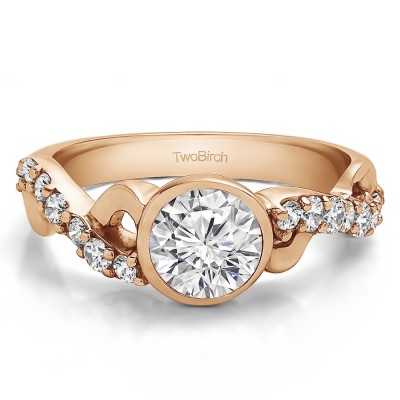 1.41 Ct. Round Bezel Set Engagement Ring with Infinity Shank in Rose Gold