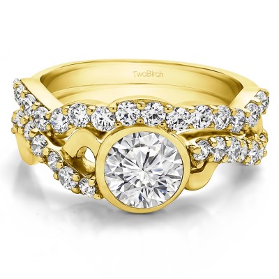 Round Bezel Set Infinity Halo Engagement Ring Bridal Set (2 Rings) (1.89 Ct. Twt.)