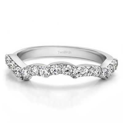 0.48 Carat Scalloped Edge Matching Wedding Band for Halo Engagement Ring
