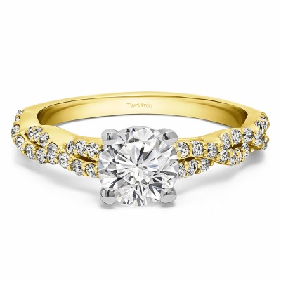 1.46 Ct. Round Four Prong Engagement Ring with Infinity Shank in Two Tone Gold