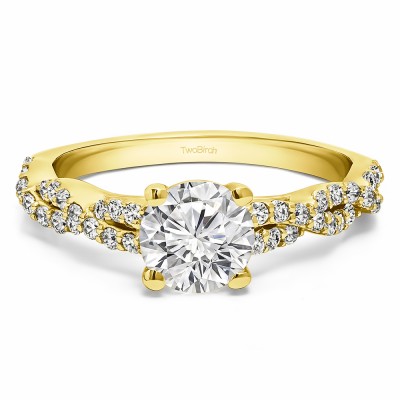 1.46 Ct. Round Four Prong Engagement Ring with Infinity Shank in Yellow Gold