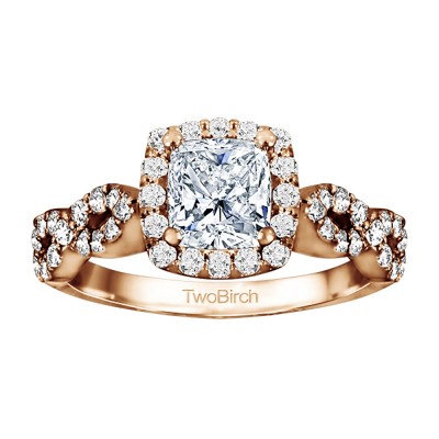 1.69 Ct. Cushion Cut Infinity Halo Engagement Ring in Rose Gold