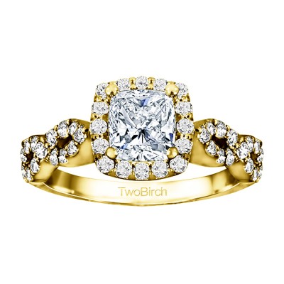 1.69 Ct. Cushion Cut Infinity Halo Engagement Ring in Yellow Gold