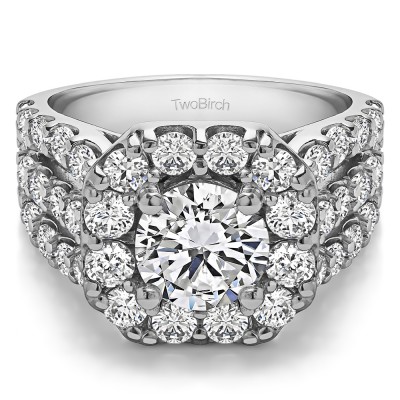 4.19 Ct. Large Round Halo Engagement Ring