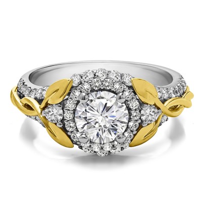 1.81 Ct. Round Halo Infinity Braid Engagement Ring in Two Tone Gold