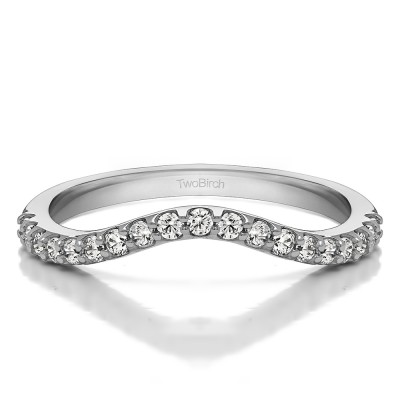 0.285 Carat Contoured Matching Wedding Ring for Halo Engagement Ring