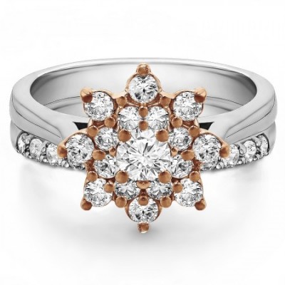 Cathedral Flower Engagement Ring Bridal Set (2 Rings) (1.14 Ct. Twt.)