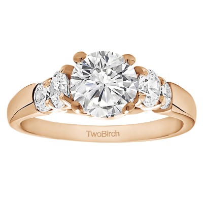 1.74 Ct. Round Graduated Cathedral Engagement Ring in Rose Gold