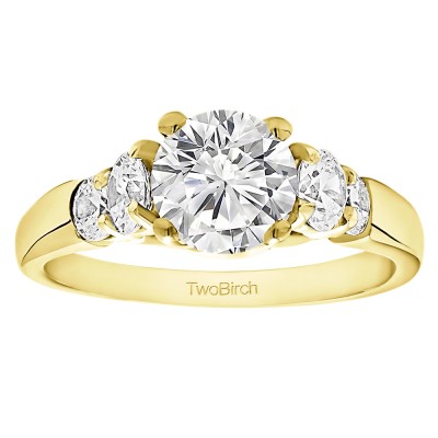 1.74 Ct. Round Graduated Cathedral Engagement Ring in Yellow Gold