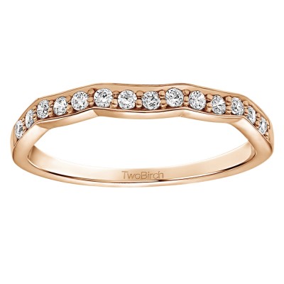 0.21 Carat Scalloped Edge Matching Wedding Ring