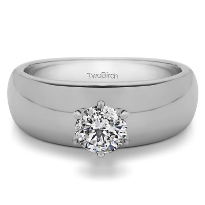 1 Carat Wide Shank Solitaire Engagement Ring