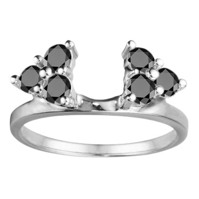 0.12 Ct. Black Shared Prong Set Six Stone Ring Wrap