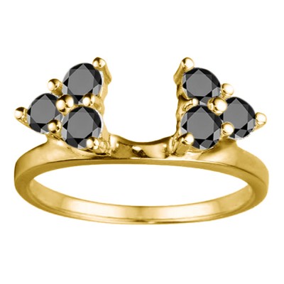 0.12 Ct. Black Shared Prong Set Six Stone Ring Wrap in Yellow Gold