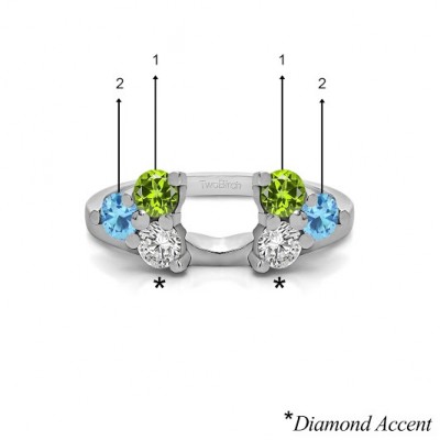 Genuine Birthstone Three Stone Ring Wrap Enhancer(0.51 Carat)