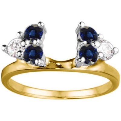 0.5 Ct. Sapphire and Diamond Shared Prong Set Six Stone Ring Wrap in Two Tone Gold