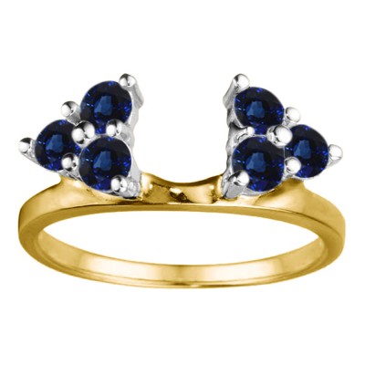 0.12 Ct. Sapphire Shared Prong Set Six Stone Ring Wrap in Two Tone Gold