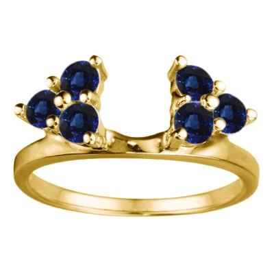 0.12 Ct. Sapphire Shared Prong Set Six Stone Ring Wrap in Yellow Gold