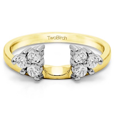 0.99 Ct. Shared Prong Set Six Stone Ring Wrap in Two Tone Gold
