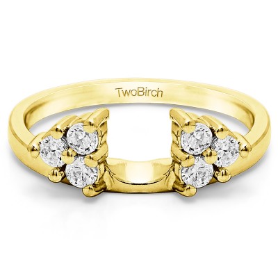 0.99 Ct. Shared Prong Set Six Stone Ring Wrap in Yellow Gold
