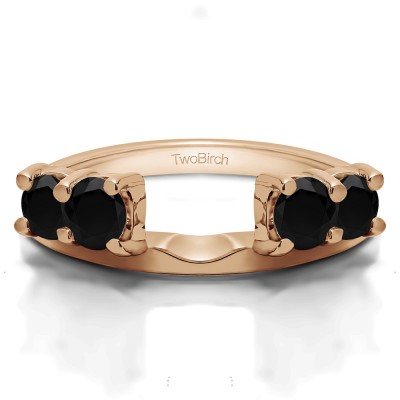 0.15 Ct. Black Graduated Four Stone Shared Prong Set Ring Wrap in Rose Gold