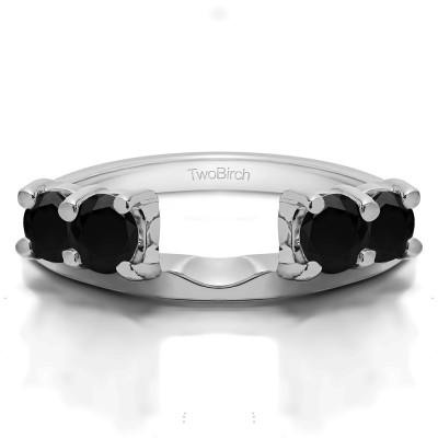 1 Ct. Black Graduated Four Stone Shared Prong Set Ring Wrap