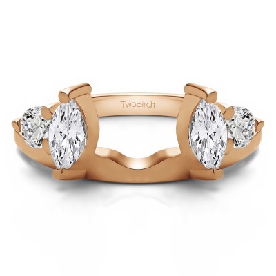 1 Ct. Round and Marquise Wedding Ring Wrap in Rose Gold