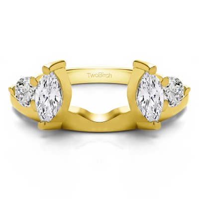 1 Ct. Round and Marquise Wedding Ring Wrap in Yellow Gold