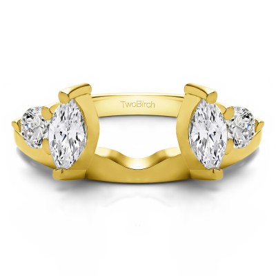 1 Ct. Round and Marquise Wedding Ring Wrap in Yellow Gold