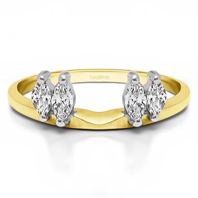 1 Ct. Four Stone Marquise Ring Wrap Enhancer in Two Tone Gold