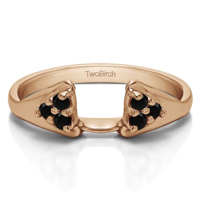 0.15 Ct. Black Six Stone Prong Set Cluster Ring Wrap Enhancer in Rose Gold