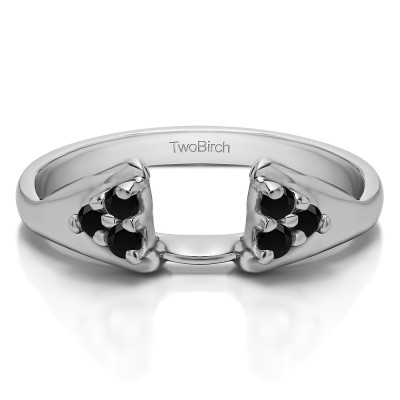 0.15 Ct. Black Six Stone Prong Set Cluster Ring Wrap Enhancer