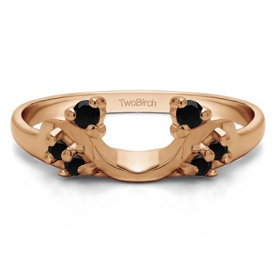 0.12 Ct. Black Bypass Shared Prong Six Stone Ring Wrap in Rose Gold