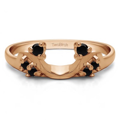 0.12 Ct. Black Bypass Shared Prong Six Stone Ring Wrap in Rose Gold