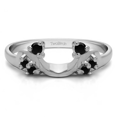 0.12 Ct. Black Bypass Shared Prong Six Stone Ring Wrap