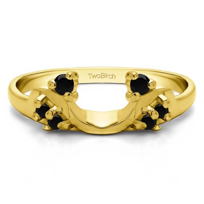 0.12 Ct. Black Bypass Shared Prong Six Stone Ring Wrap in Yellow Gold