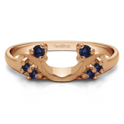 0.12 Ct. Sapphire Bypass Shared Prong Six Stone Ring Wrap in Rose Gold